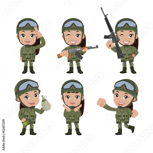Set of soldier with different poses