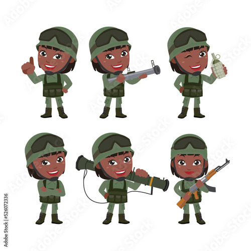 Set of soldier with different poses