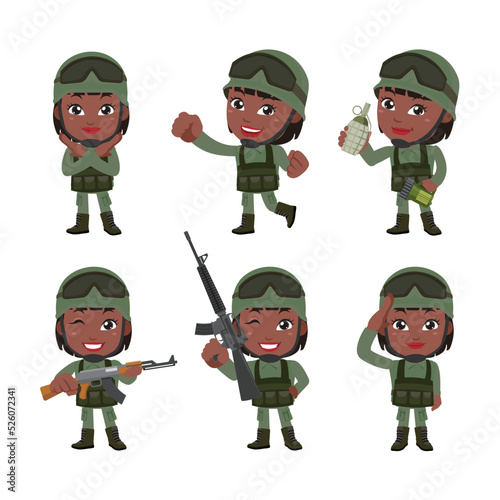 Set of soldier with different poses