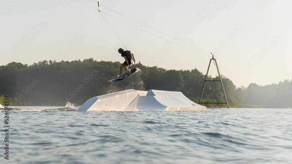 Naklejka premium Wakeboard in the morning