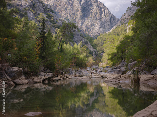 travel to Turkey, Kemer in autumn seasone. famous part of Lycian Way, Goynuk Canyon. Wonderful morning scene of Turkey, Asia. Beauty of nature concept background.