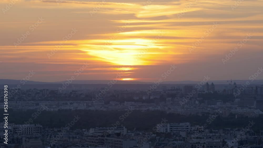 Orange sunset over Paris, France Orange sunset over Paris, France