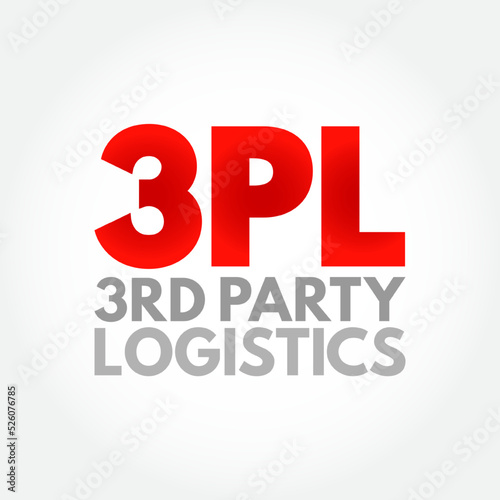 3PL Third-party logistics - organization's use of third-party businesses to outsource elements of its distribution, warehousing, and fulfillment services, acronym text concept background