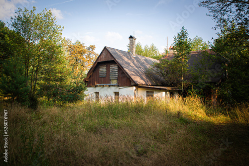 Billede på lærred Abandoned and defunct house in the middle of forests.