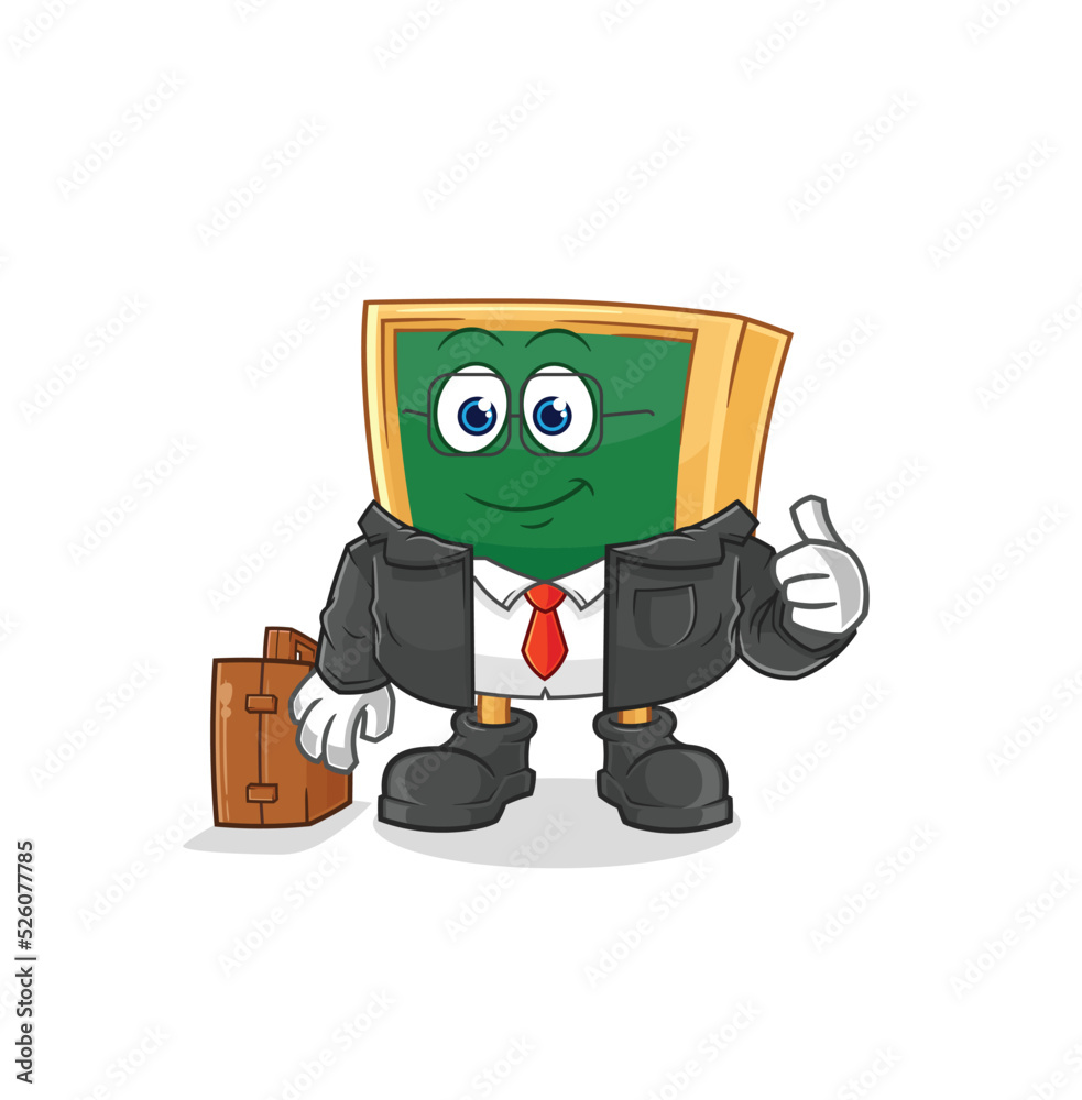 blackboard office worker mascot. cartoon vector