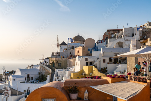 View of Oia, the most picturesque town of Santorini and popular honeymoon destination in Europe