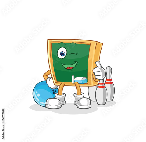 blackboard play bowling illustration. character vector