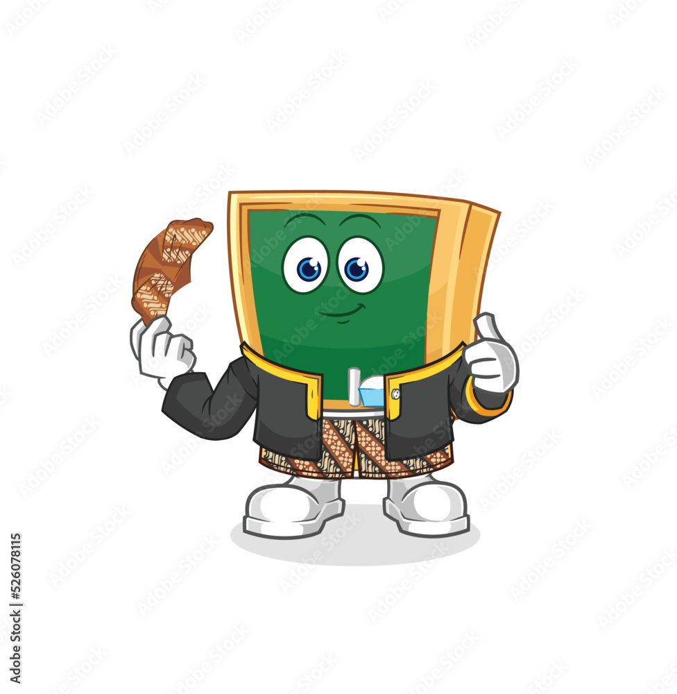 blackboard Javanese character. cartoon mascot vector