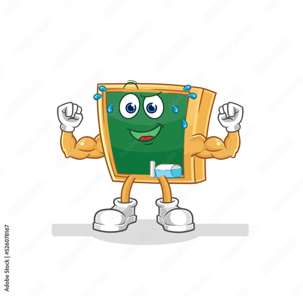 Fototapeta premium blackboard muscular cartoon. cartoon mascot vector