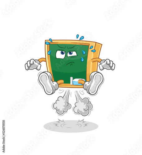 blackboard fart jumping illustration. character vector
