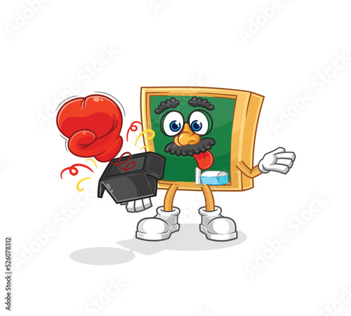 blackboard prank glove in the box. cartoon mascot