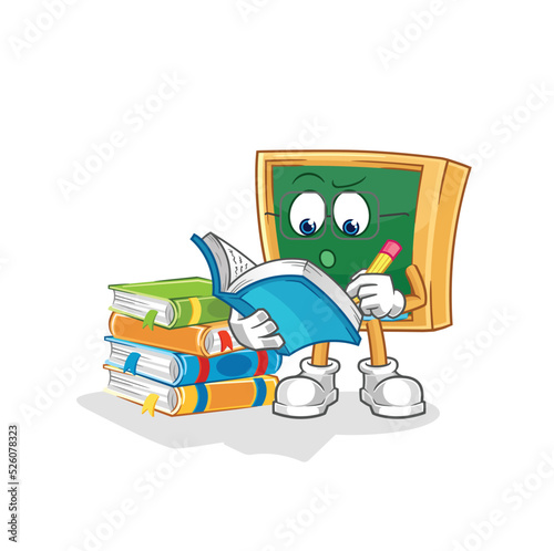 blackboard studying mascot. cartoon vector