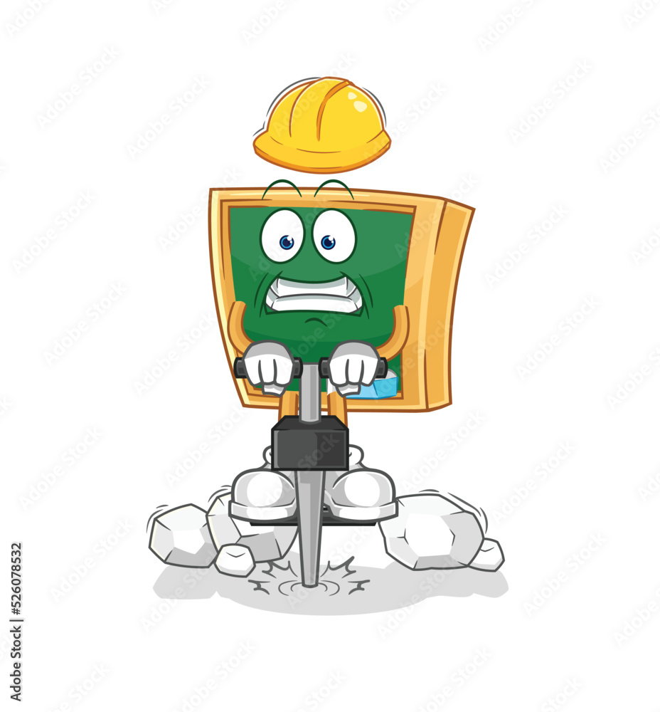 blackboard drill the ground cartoon character vector