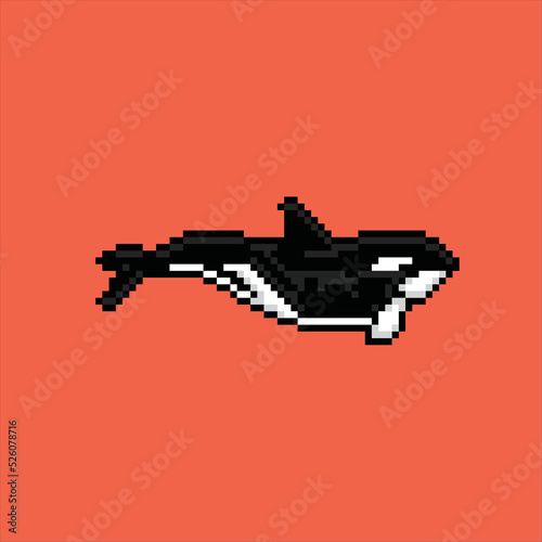 whale character with pixel art style