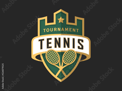 Tennis tournament sport logo template. Modern vector illustration. Sports badge design. Easy to use and edit.	