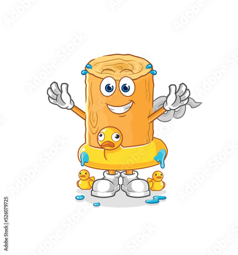 wooden corkscrew with duck buoy cartoon. cartoon mascot vector