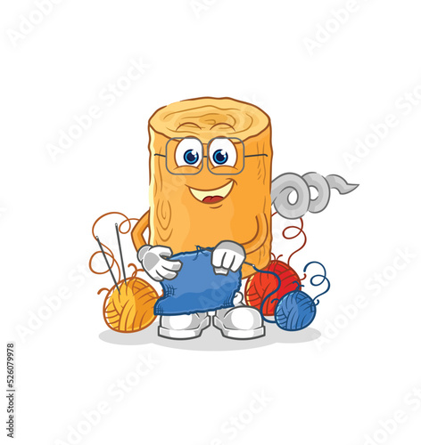 wooden corkscrew tailor mascot. cartoon vector