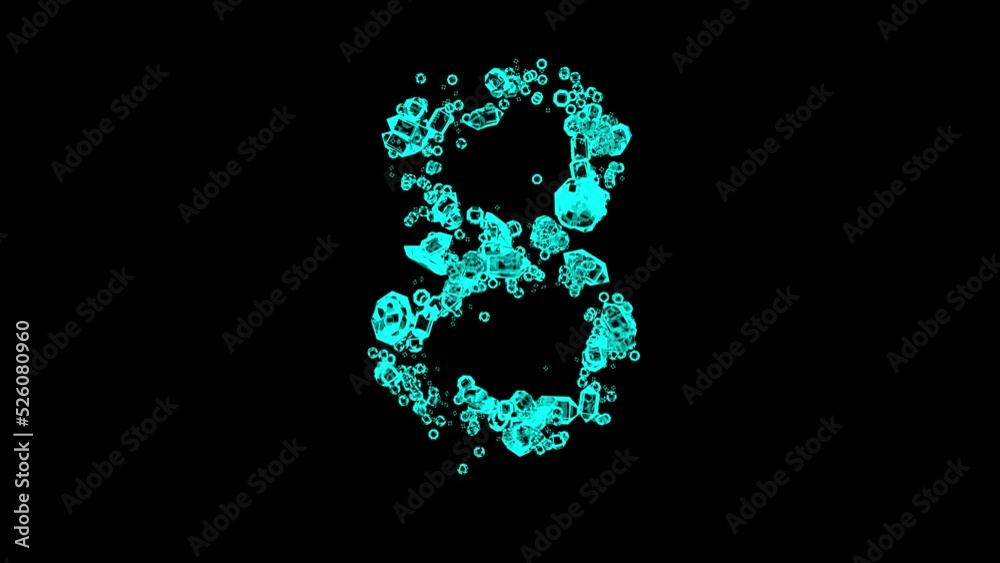 moving teal jewellery gem stones number 8 - finest diamonds font, isolated - loop video moving teal jewellery gem stones number 8 - finest diamonds font, isolated - loop video