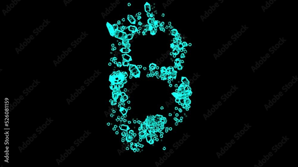 moving teal jewellery jewels bitcoin sign - transparent brilliants font, isolated - loop video