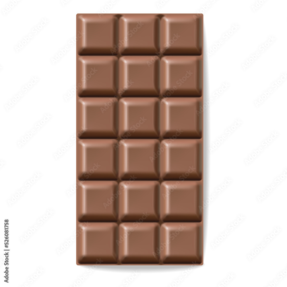 Obraz premium Realistic black chocolate vector, delicious dessert, milk chocolate isolated on white background, chocolate packaging mockup