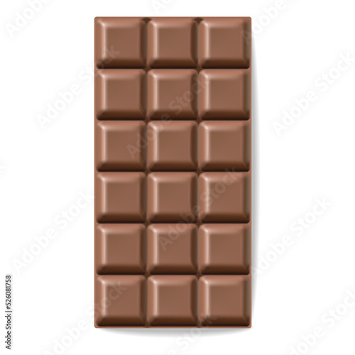 Realistic black chocolate vector, delicious dessert, milk chocolate isolated on white background, chocolate packaging mockup