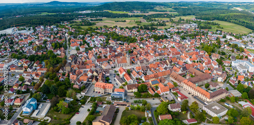 Aerial view of the city Altdorf bei Nürnberg in Germany, Bavaria on a sunny day in summer. © GDMpro S.R.O