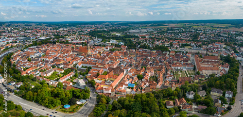 Aerial view around the old town of the city Amberg in Germany, Bavaria. on a sunny day in summer.