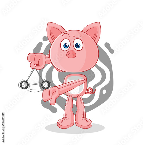 pig hypnotizing cartoon. cartoon mascot vector