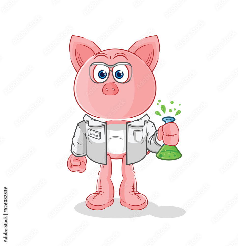 pig scientist character. cartoon mascot vector pig scientist character. cartoon mascot vector