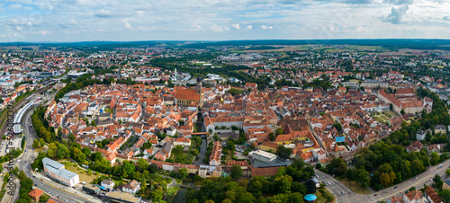 Aerial view of the city Amberg in Germany, Bavaria. on a sunny day in summer.