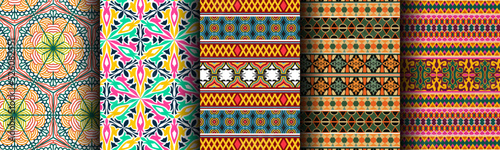 modern geometric ethnic seamless pattern background set bundle