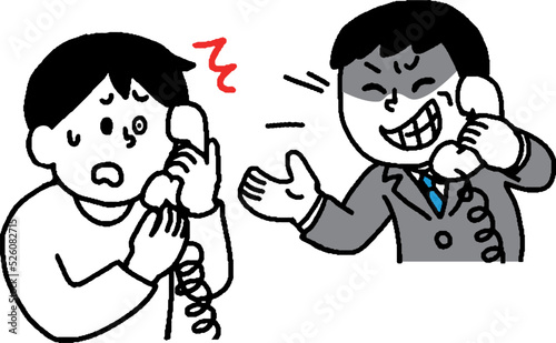 悪意のある内容や電話勧誘振り込め詐欺の電話に焦る私服男性