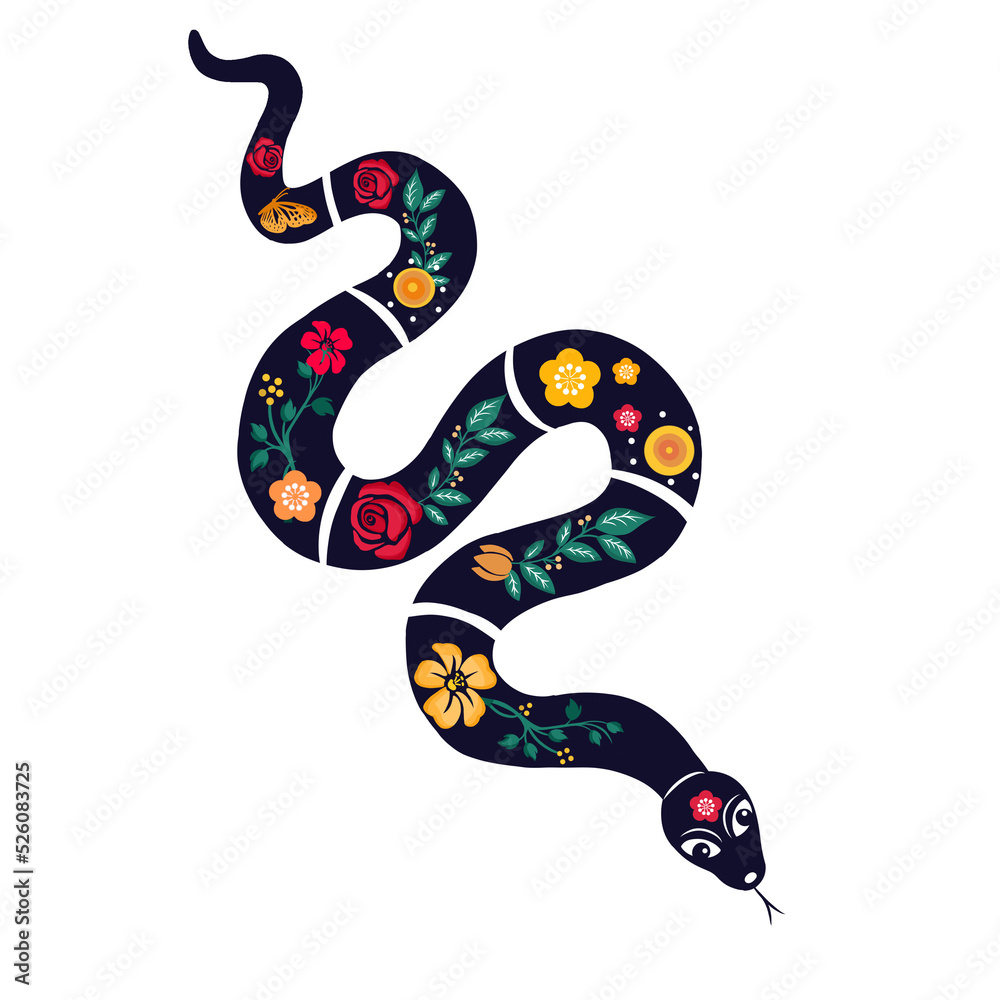 Naklejka premium snake in folk style