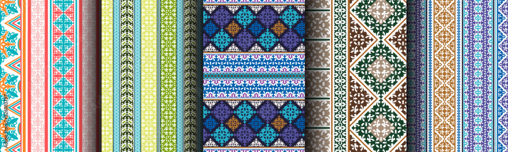 modern traditional ethnic seamless pattern background set bundle