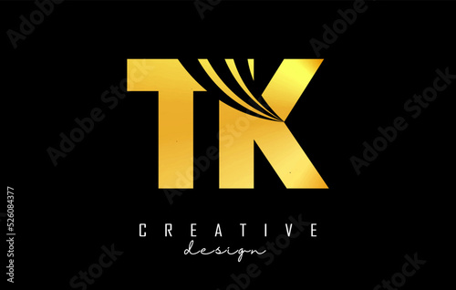 Golden letter TK t k logo with leading lines and road concept design. Letters with geometric design. Vector Illustration with letter and creative cuts. photo