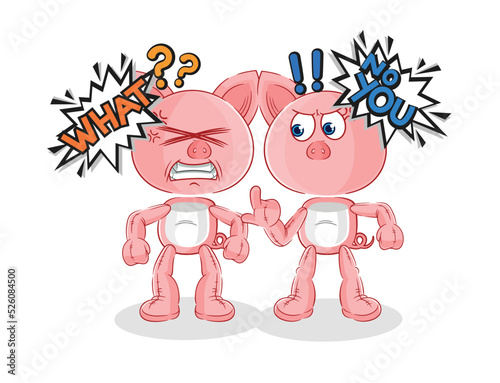 pig arguing each other cartoon vector