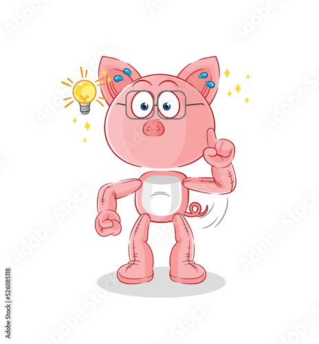 pig got an idea cartoon. mascot vector