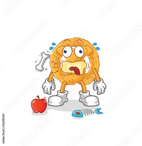 pretzel burp mascot. cartoon vector