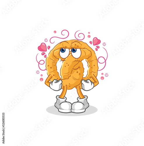 pretzel shy vector. cartoon character