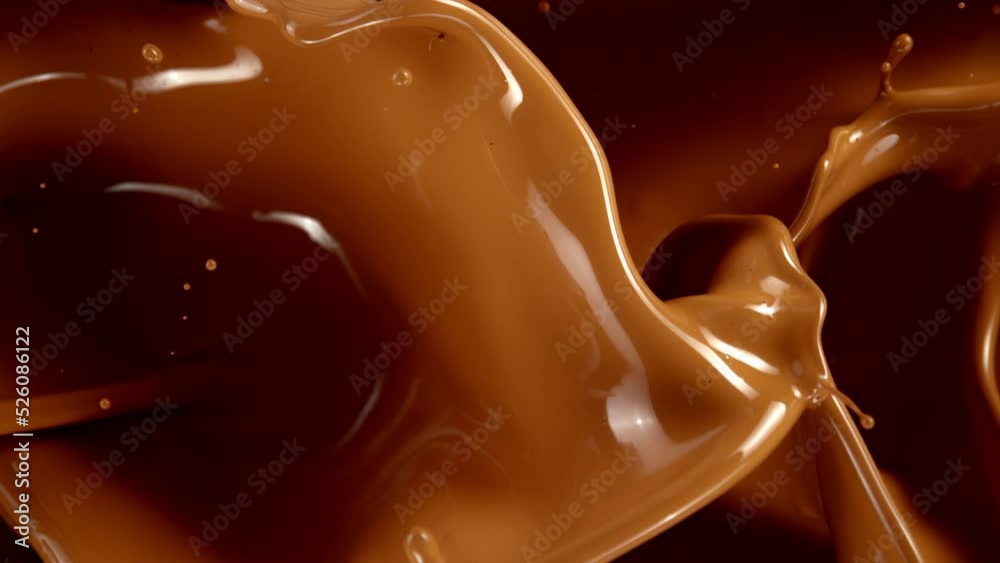 Super Slow Motion Shot of Splashing Melted Caramel at 1000 fps.