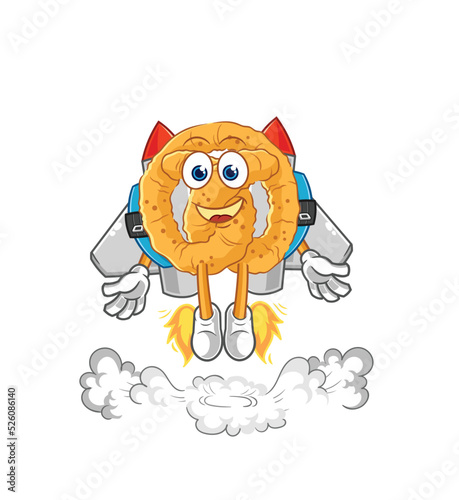 pretzel with jetpack mascot. cartoon vector