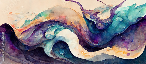 Panel kuchenny z motywem watercolor painting style, colorful background