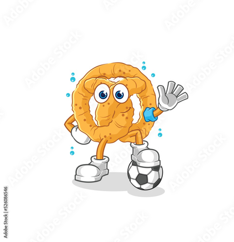 pretzel playing soccer illustration. character vector