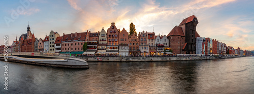The Crane and Motlawa River in Gdansk at Sunset photo