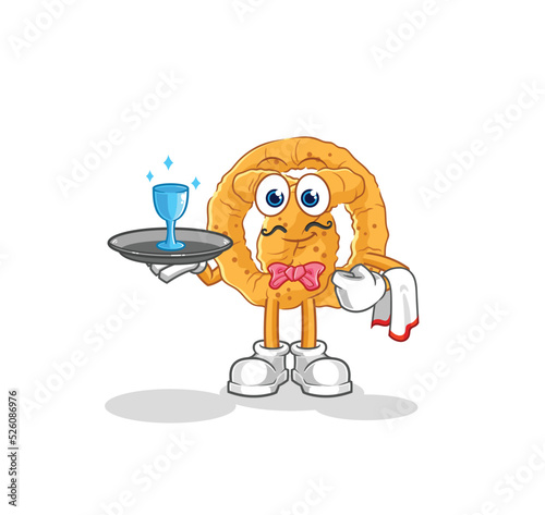 pretzel waiter cartoon. cartoon mascot vector