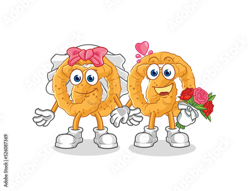 pretzel wedding cartoon. cartoon mascot vector