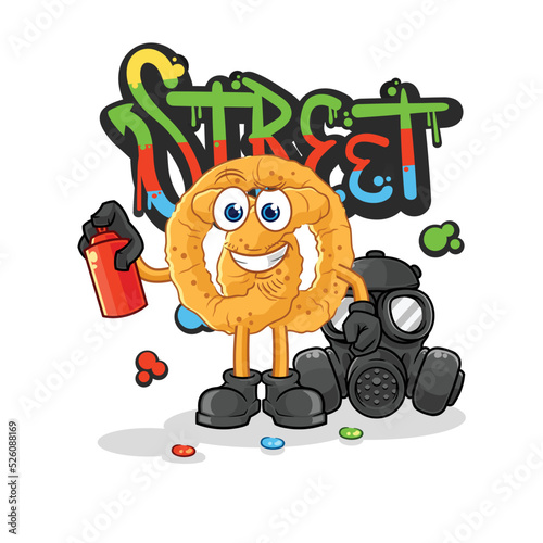 pretzel graffiti artist vector. cartoon character