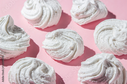 Wallpaper Mural White marshmallows on a pink background. Light and sweet dessert. Torontodigital.ca