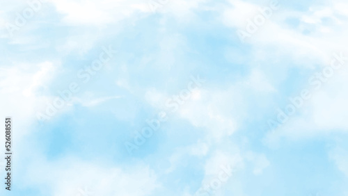 Blue sky and cloud on summer daytime. Watercolor blue sky with cloud