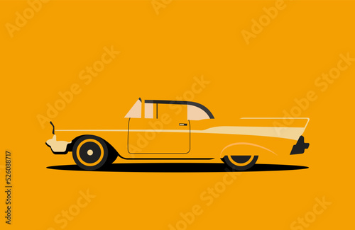 Illustration of a retro car in the style of the late 50s